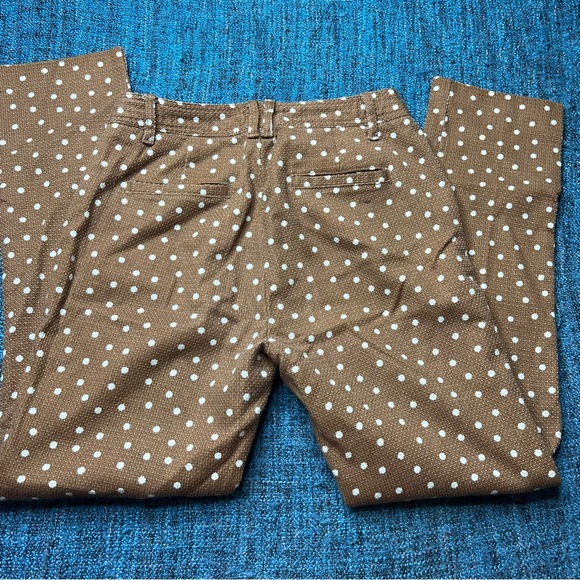 Anthropologie The Essential Slim Polka Dot Trousers in Brown White - Picture 3 of 5